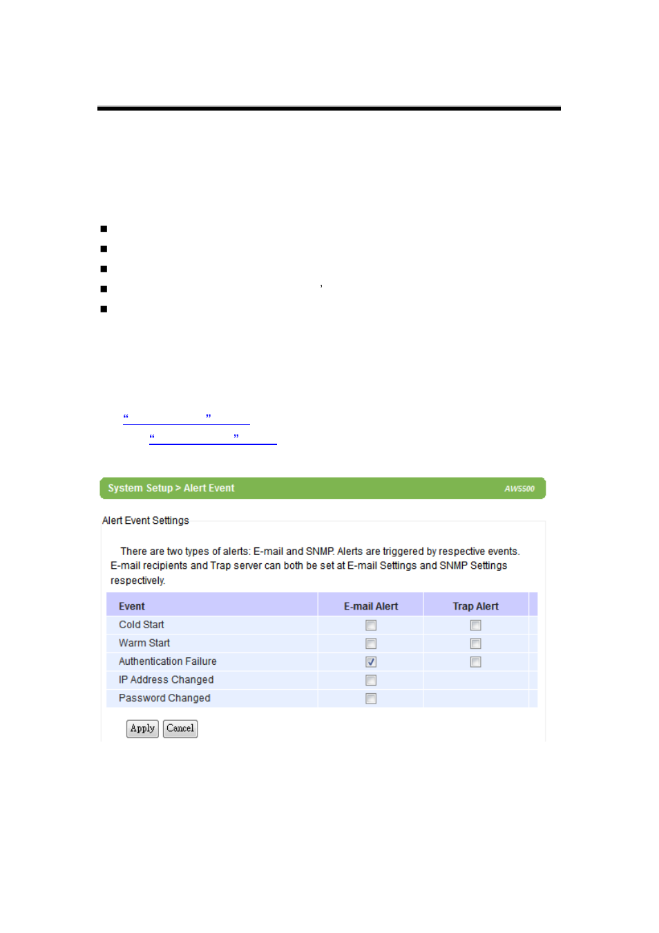 3 alert event, Alert event | Atop Technology AW5500 User manual User Manual | Page 64 / 104
