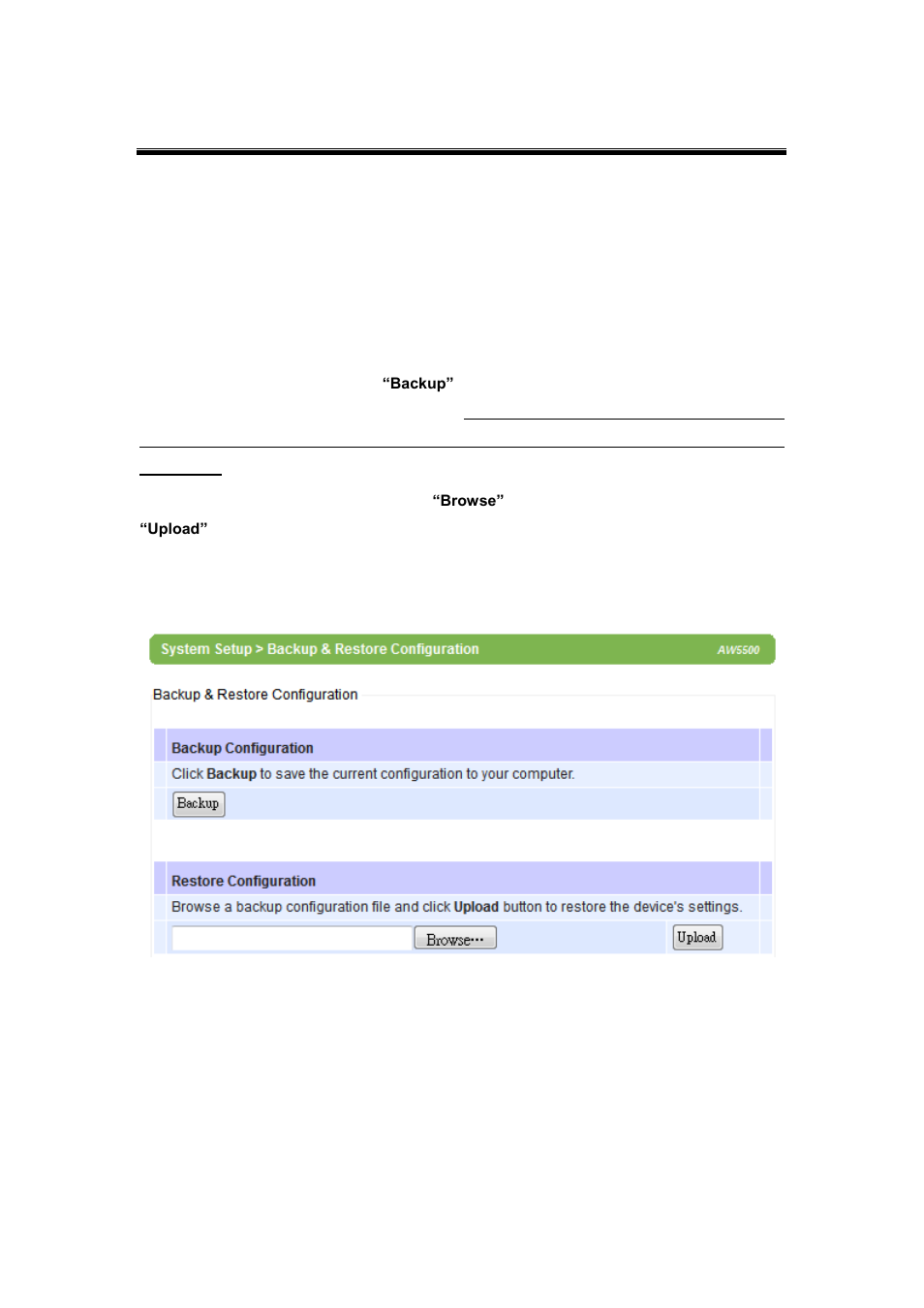 5 backup & restore configuration, Backup & restore configuration | Atop Technology AW5500 User manual User Manual | Page 66 / 104