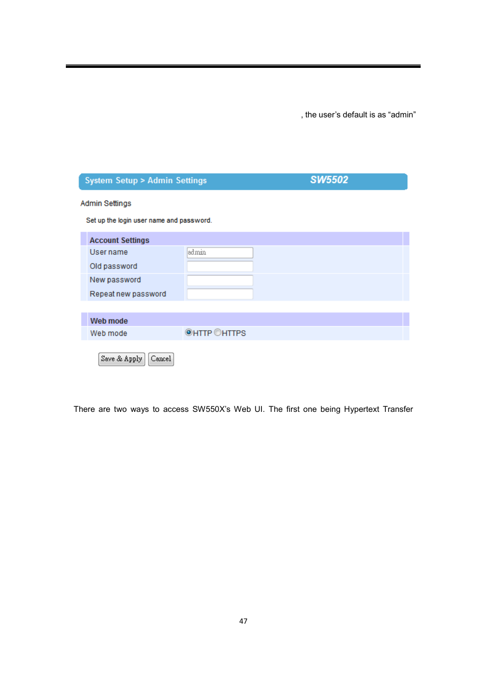 2 admin settings, Admin settings | Atop Technology SW550X User manual User Manual | Page 53 / 125