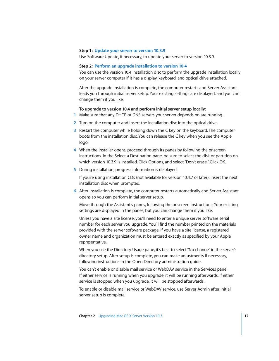 Apple Mac OS X Server (Upgrading and Migrating For Version 10.4 or Later) User Manual | Page 17 / 97