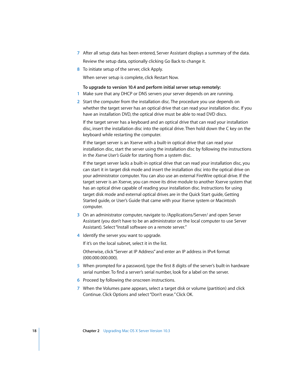 Apple Mac OS X Server (Upgrading and Migrating For Version 10.4 or Later) User Manual | Page 18 / 97