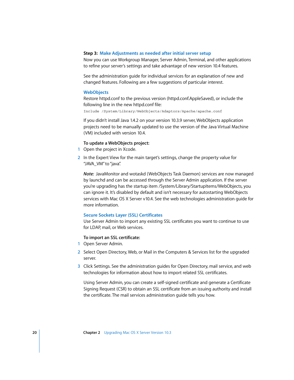 Apple Mac OS X Server (Upgrading and Migrating For Version 10.4 or Later) User Manual | Page 20 / 97