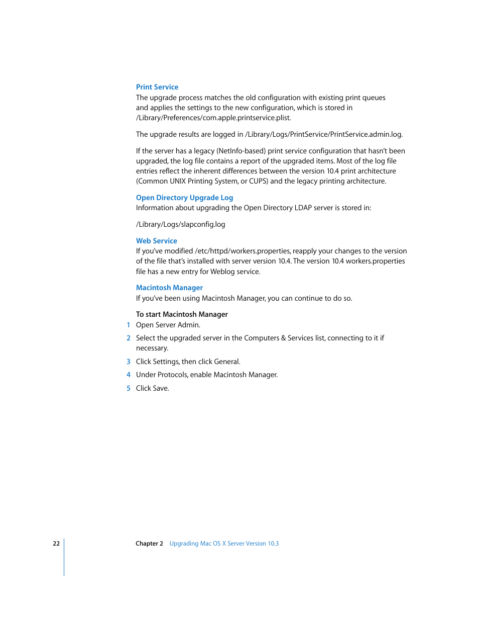 Apple Mac OS X Server (Upgrading and Migrating For Version 10.4 or Later) User Manual | Page 22 / 97