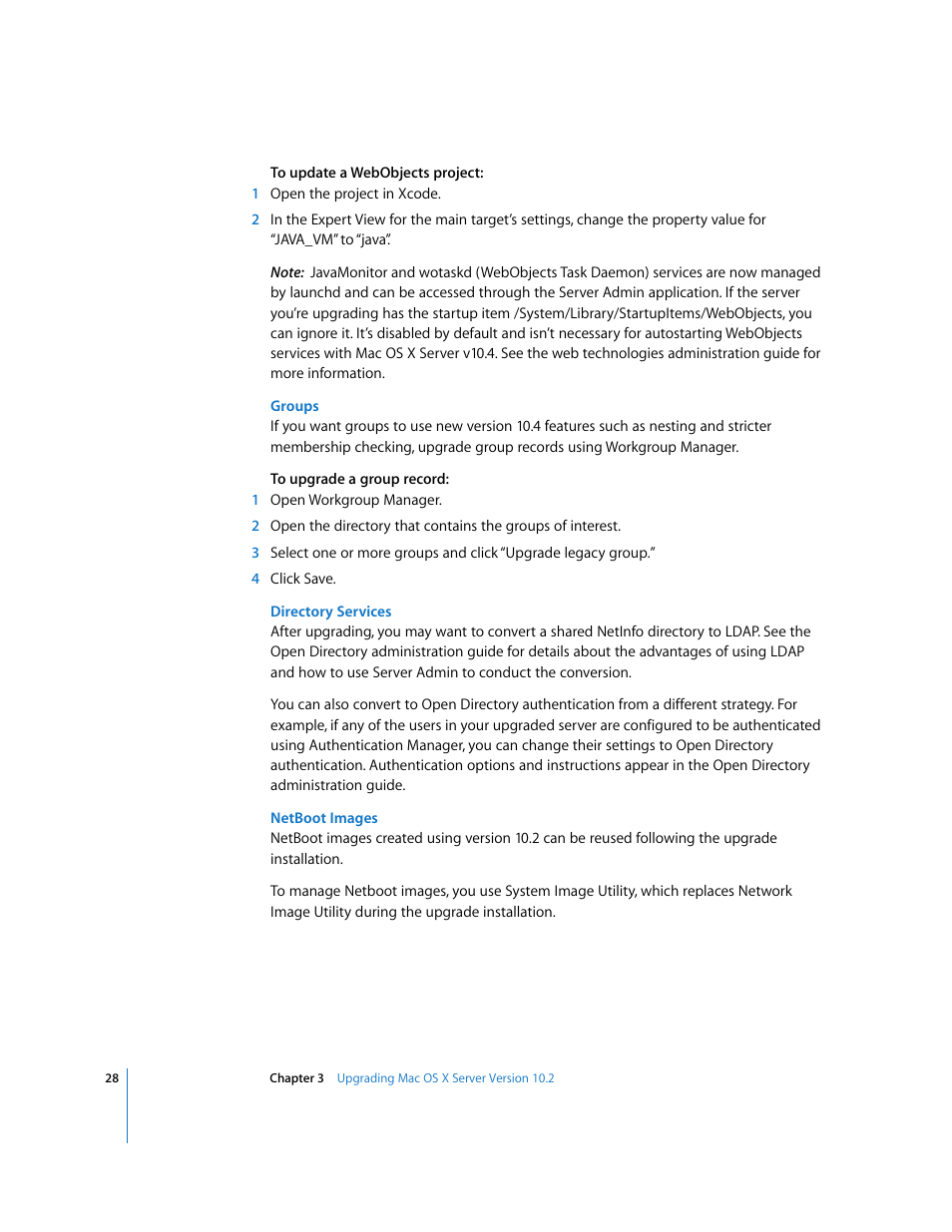 Apple Mac OS X Server (Upgrading and Migrating For Version 10.4 or Later) User Manual | Page 28 / 97