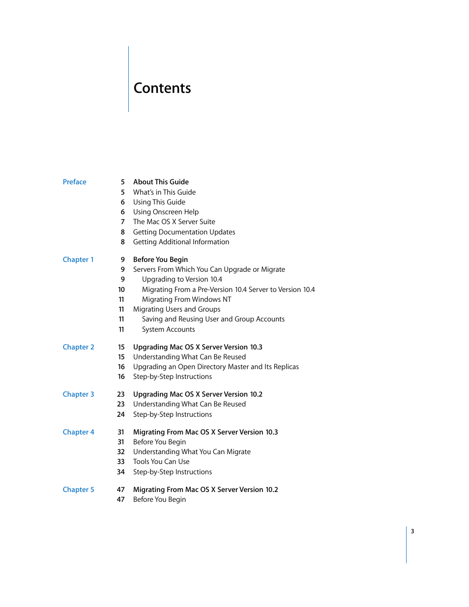 Apple Mac OS X Server (Upgrading and Migrating For Version 10.4 or Later) User Manual | Page 3 / 97