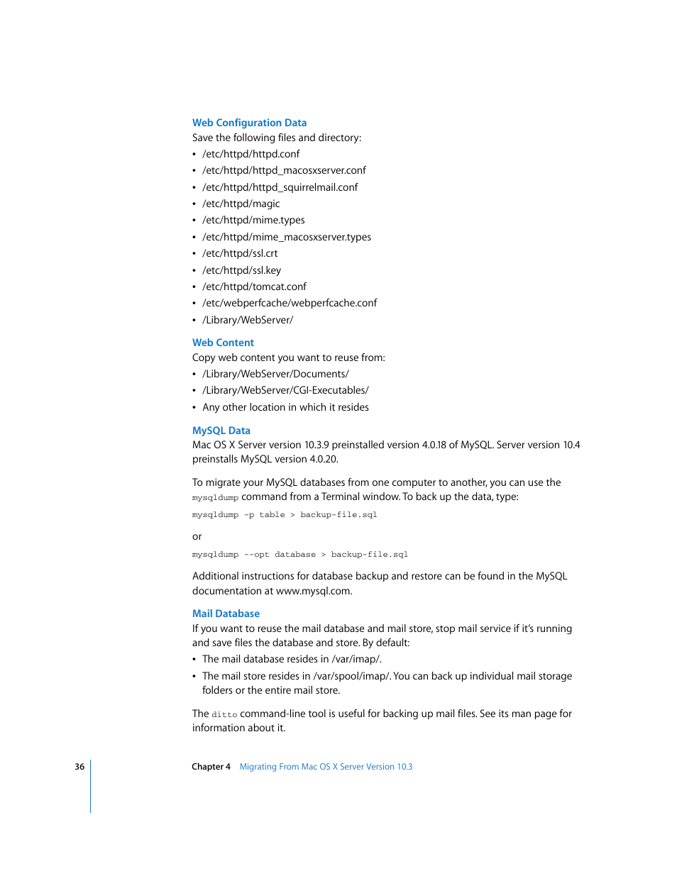 Apple Mac OS X Server (Upgrading and Migrating For Version 10.4 or Later) User Manual | Page 36 / 97