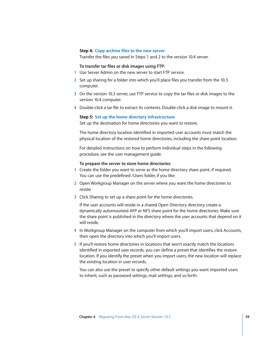 Apple Mac OS X Server (Upgrading and Migrating For Version 10.4 or Later) User Manual | Page 39 / 97