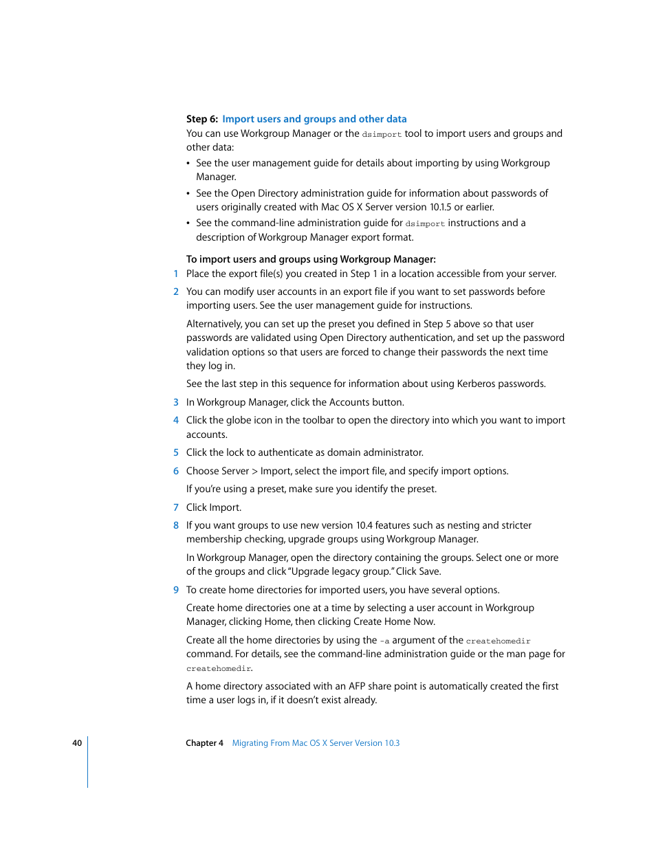 Apple Mac OS X Server (Upgrading and Migrating For Version 10.4 or Later) User Manual | Page 40 / 97