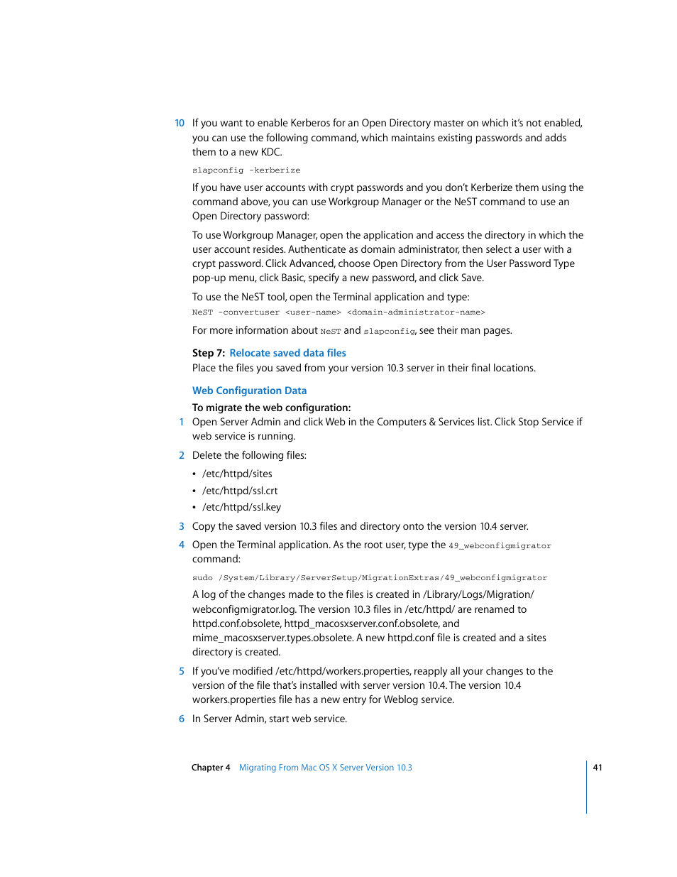 Apple Mac OS X Server (Upgrading and Migrating For Version 10.4 or Later) User Manual | Page 41 / 97