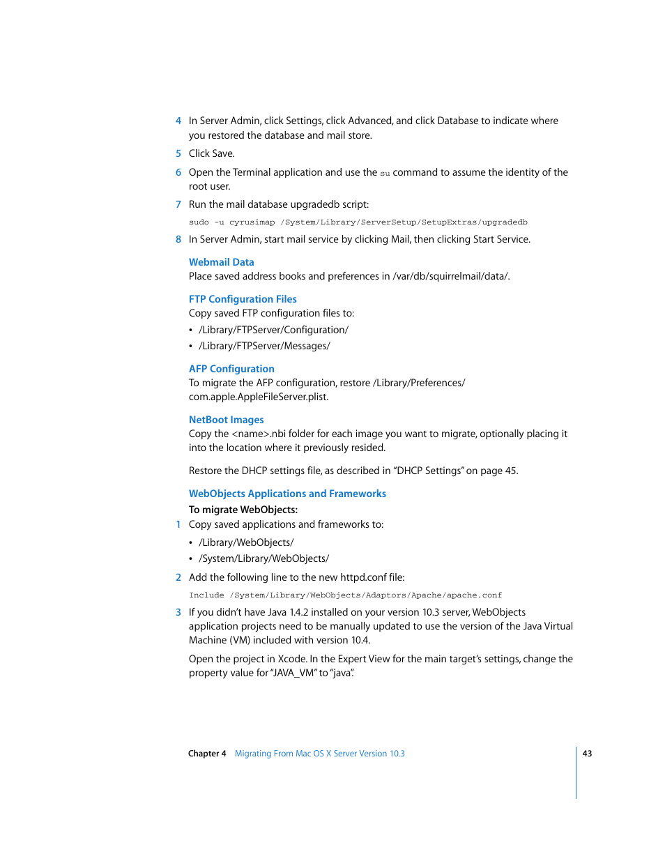 Apple Mac OS X Server (Upgrading and Migrating For Version 10.4 or Later) User Manual | Page 43 / 97
