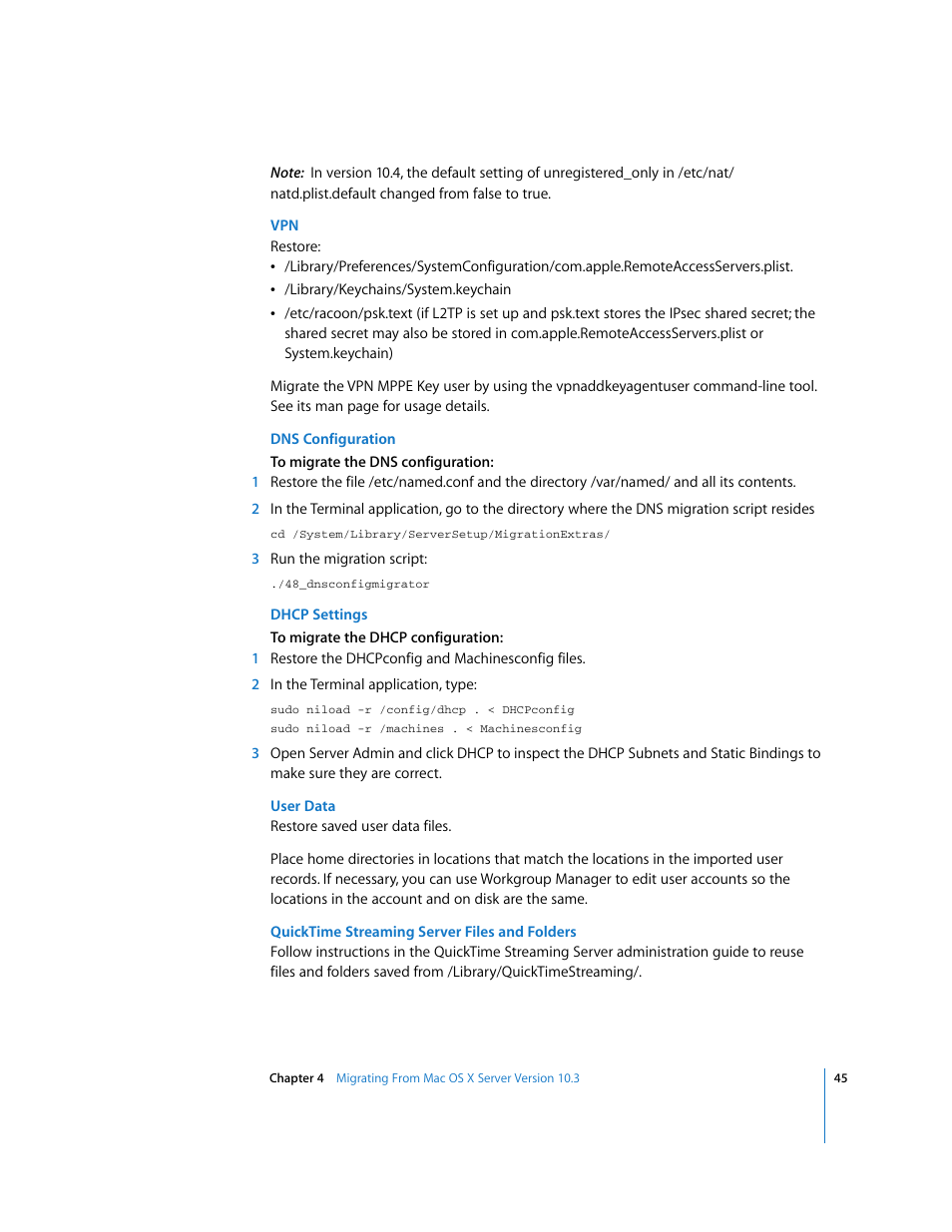 Apple Mac OS X Server (Upgrading and Migrating For Version 10.4 or Later) User Manual | Page 45 / 97