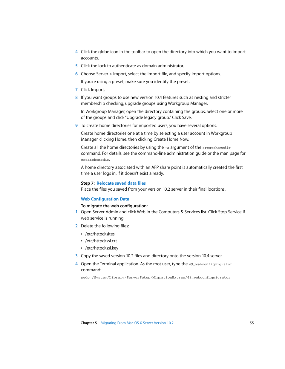 Apple Mac OS X Server (Upgrading and Migrating For Version 10.4 or Later) User Manual | Page 55 / 97
