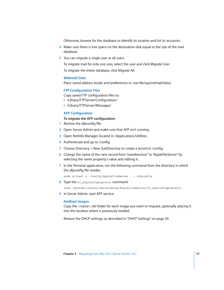 Apple Mac OS X Server (Upgrading and Migrating For Version 10.4 or Later) User Manual | Page 57 / 97