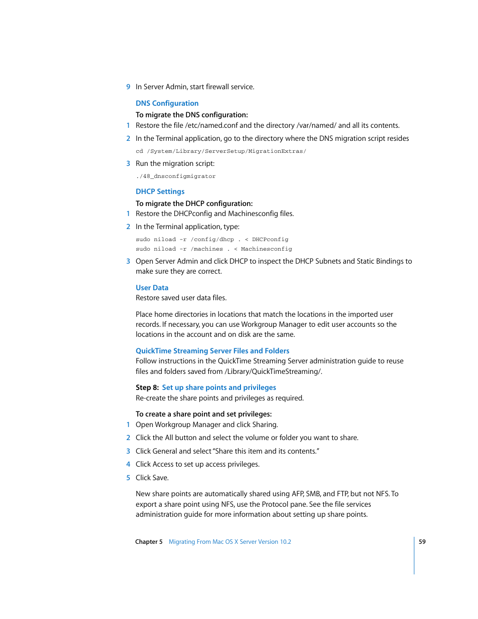 Apple Mac OS X Server (Upgrading and Migrating For Version 10.4 or Later) User Manual | Page 59 / 97