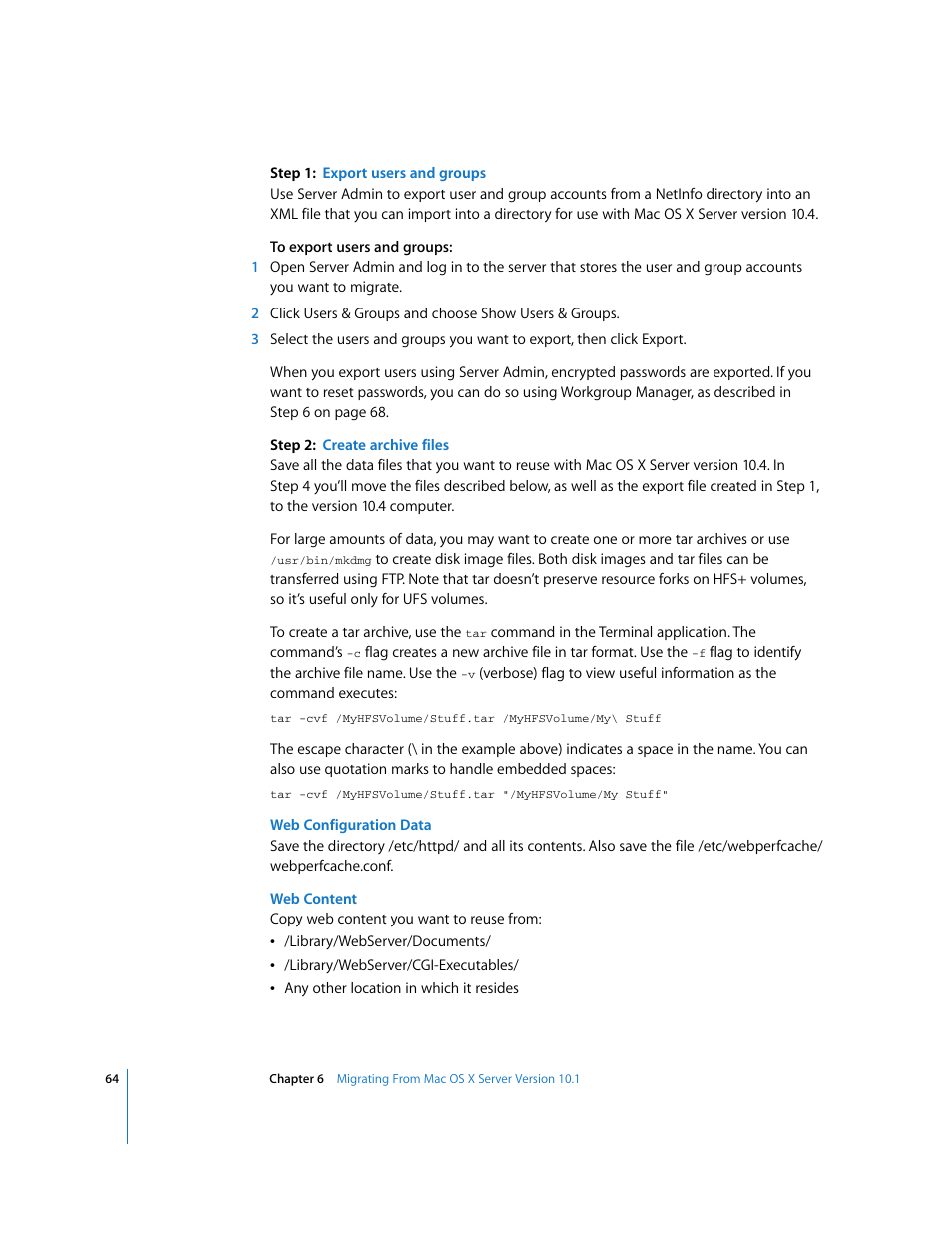 Apple Mac OS X Server (Upgrading and Migrating For Version 10.4 or Later) User Manual | Page 64 / 97