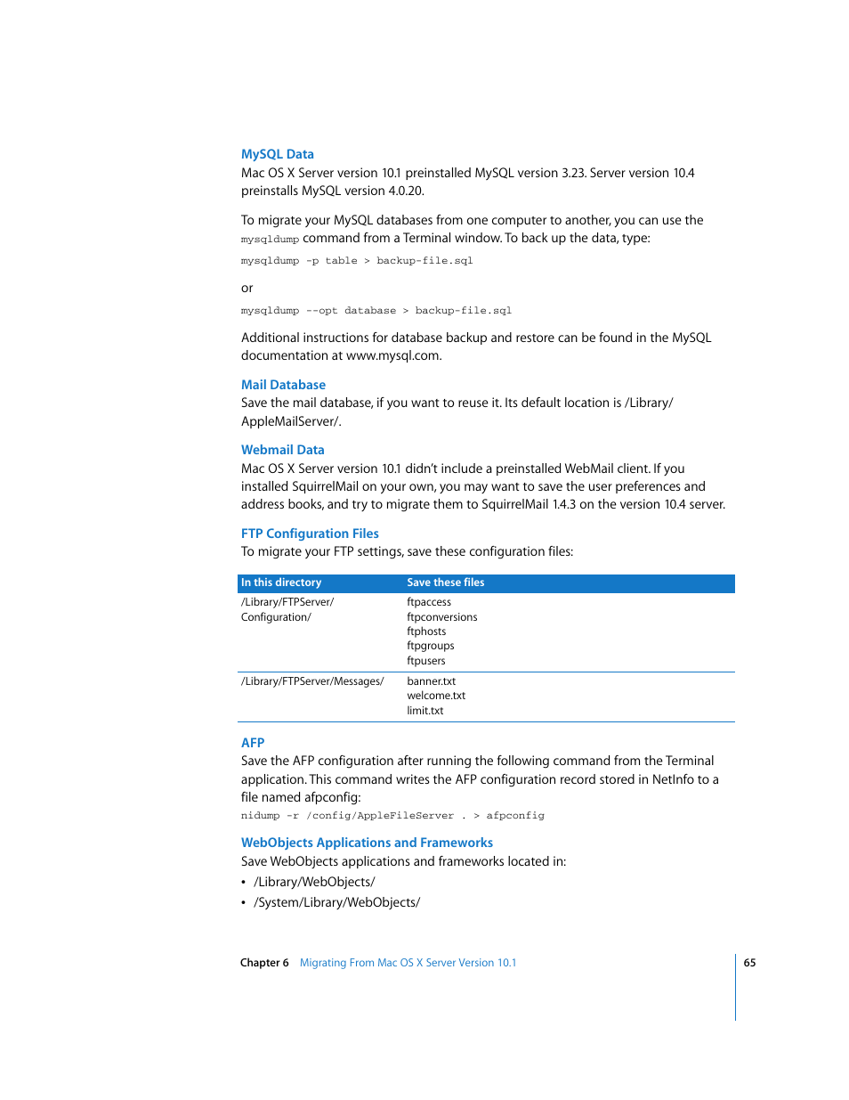 Apple Mac OS X Server (Upgrading and Migrating For Version 10.4 or Later) User Manual | Page 65 / 97