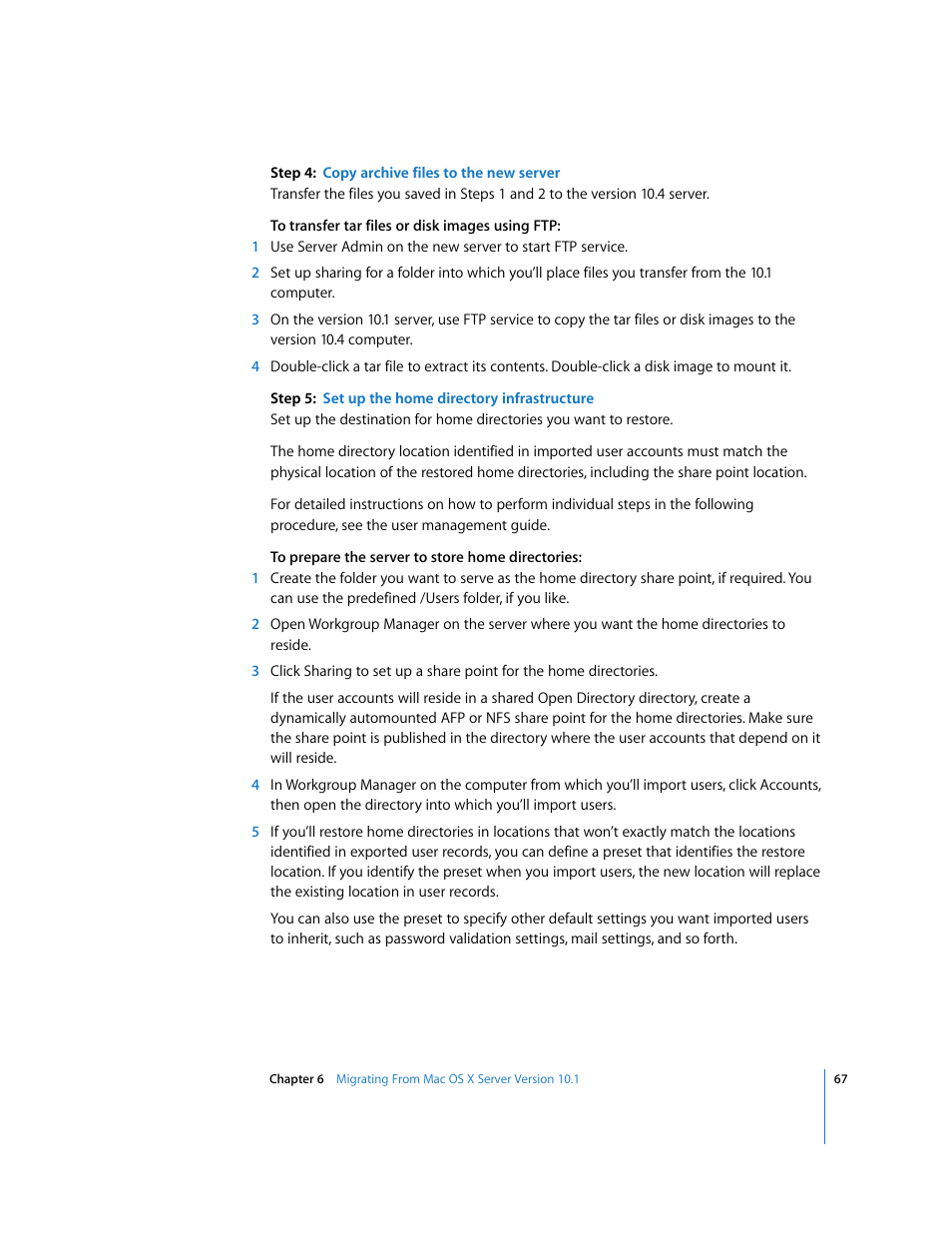 Apple Mac OS X Server (Upgrading and Migrating For Version 10.4 or Later) User Manual | Page 67 / 97