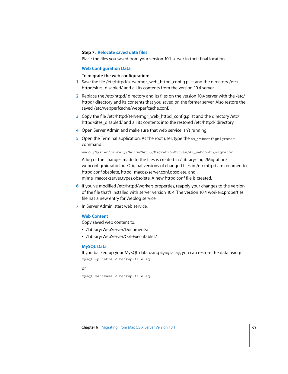Apple Mac OS X Server (Upgrading and Migrating For Version 10.4 or Later) User Manual | Page 69 / 97