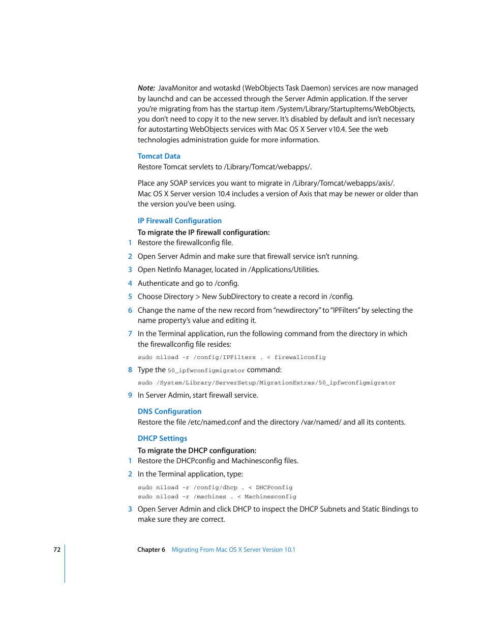 Apple Mac OS X Server (Upgrading and Migrating For Version 10.4 or Later) User Manual | Page 72 / 97