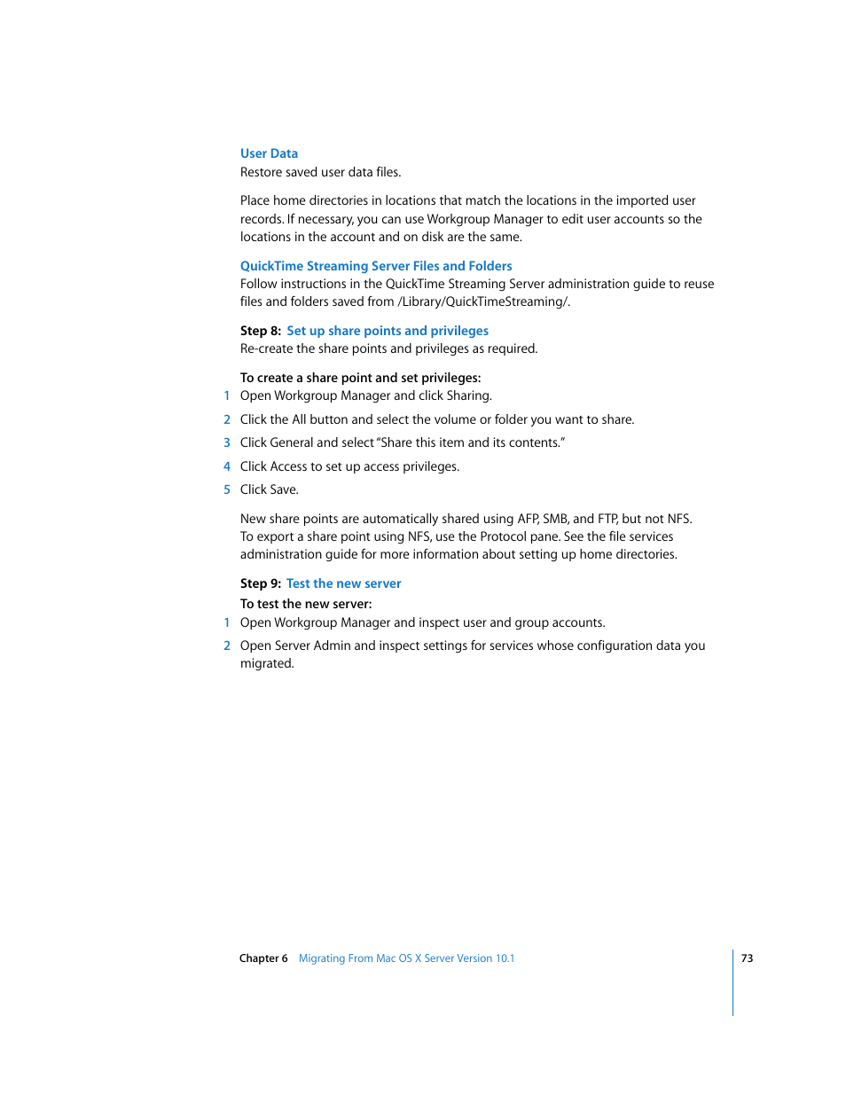 Apple Mac OS X Server (Upgrading and Migrating For Version 10.4 or Later) User Manual | Page 73 / 97