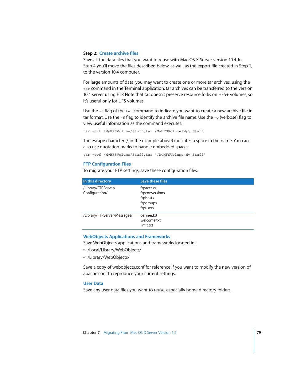 Apple Mac OS X Server (Upgrading and Migrating For Version 10.4 or Later) User Manual | Page 79 / 97