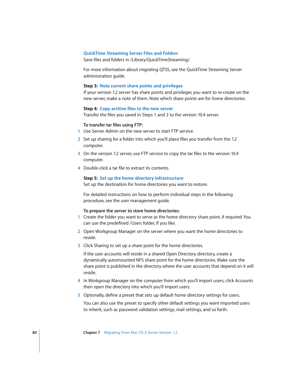 Apple Mac OS X Server (Upgrading and Migrating For Version 10.4 or Later) User Manual | Page 80 / 97