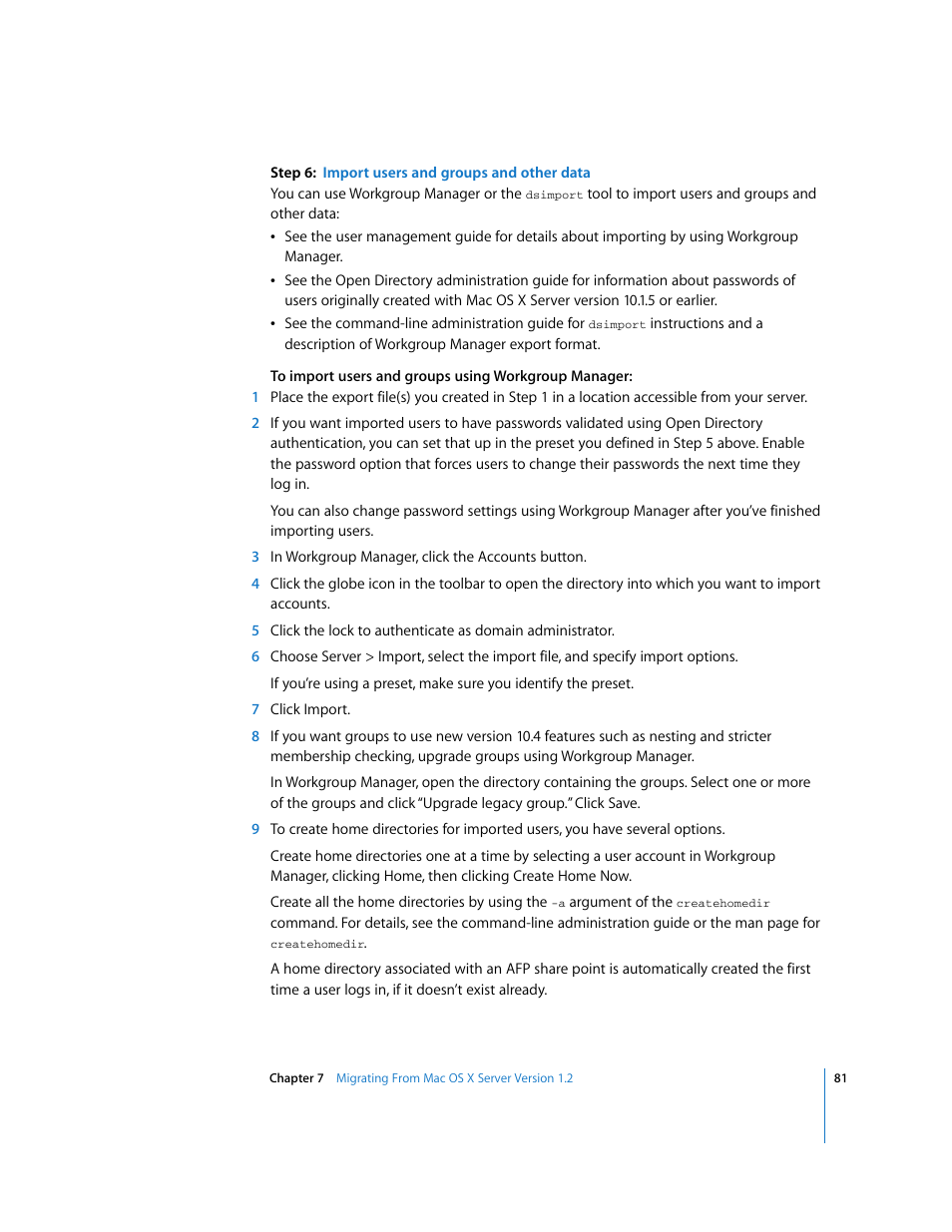 Apple Mac OS X Server (Upgrading and Migrating For Version 10.4 or Later) User Manual | Page 81 / 97