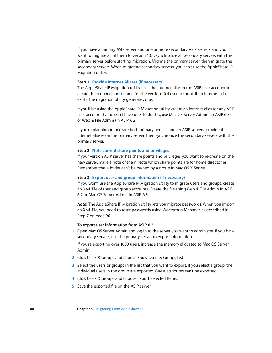 Apple Mac OS X Server (Upgrading and Migrating For Version 10.4 or Later) User Manual | Page 88 / 97