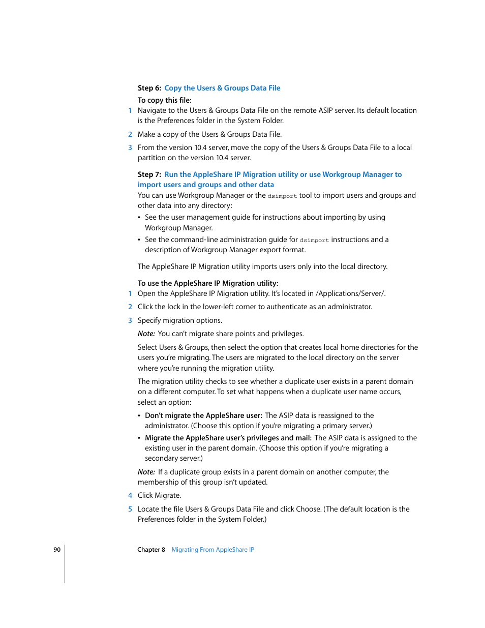 Apple Mac OS X Server (Upgrading and Migrating For Version 10.4 or Later) User Manual | Page 90 / 97