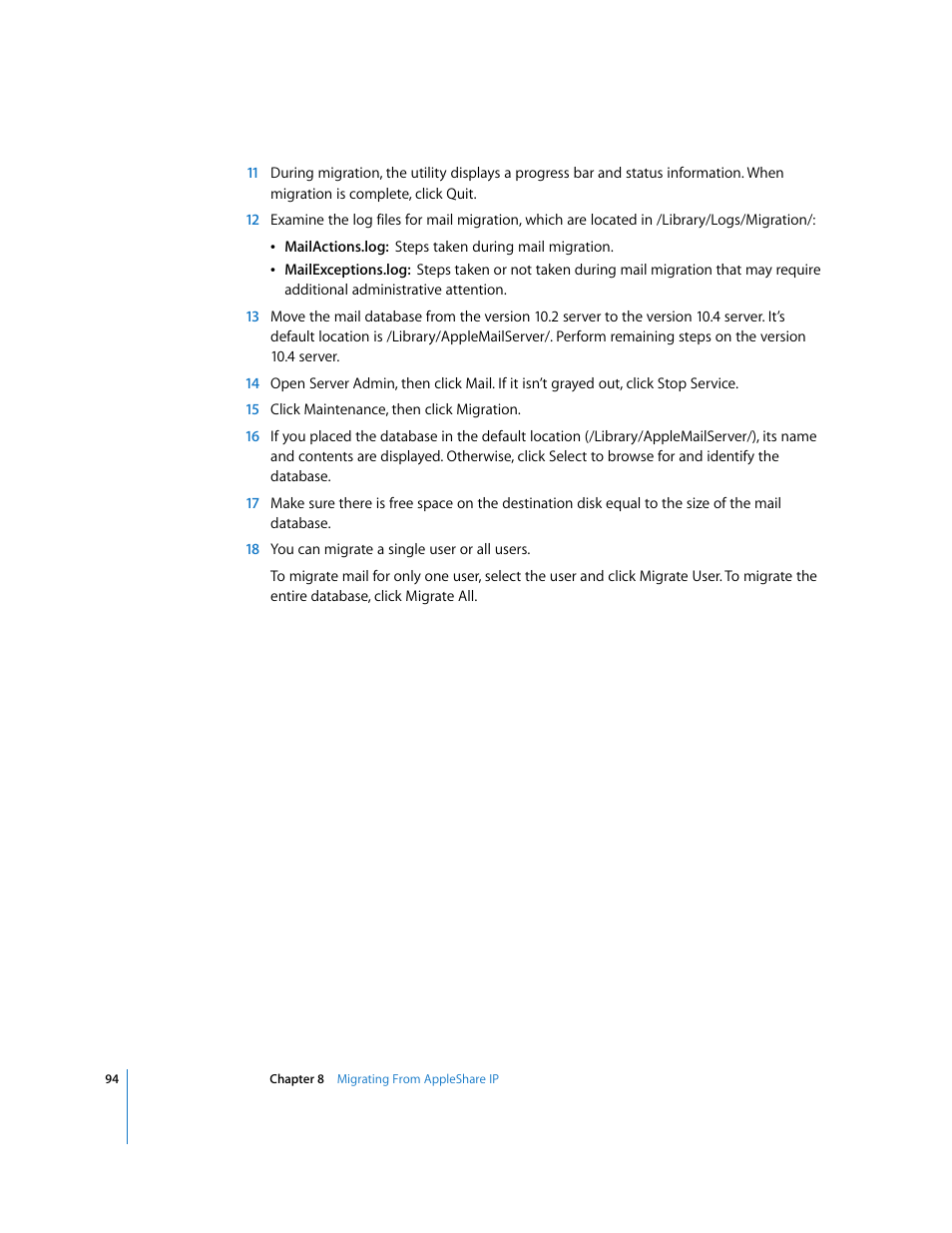 Apple Mac OS X Server (Upgrading and Migrating For Version 10.4 or Later) User Manual | Page 94 / 97