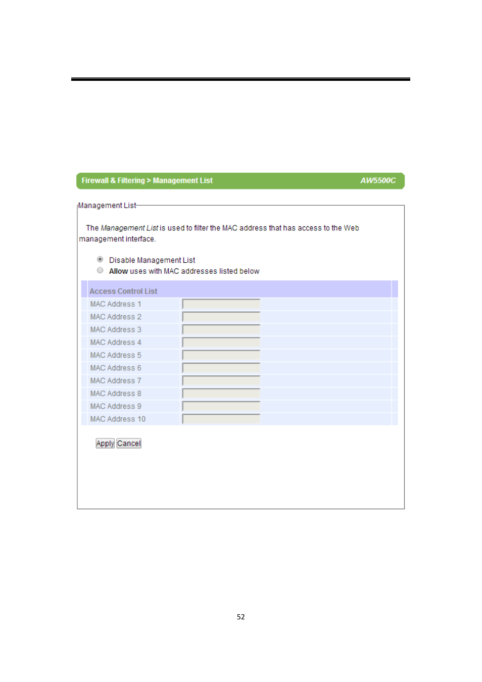 5 management list, Management list | Atop Technology AW5500C User manual User Manual | Page 57 / 104