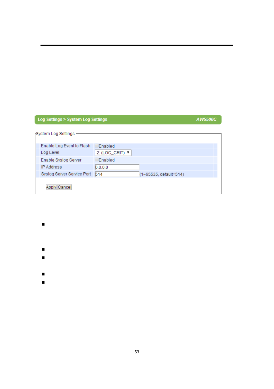 10 system log, 1 syslog, System log | Syslog | Atop Technology AW5500C User manual User Manual | Page 58 / 104