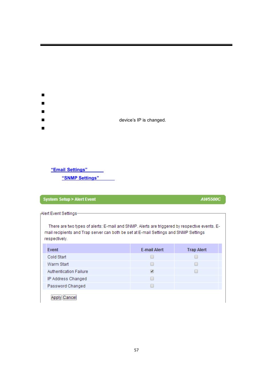 3 alert event, Alert event | Atop Technology AW5500C User manual User Manual | Page 62 / 104