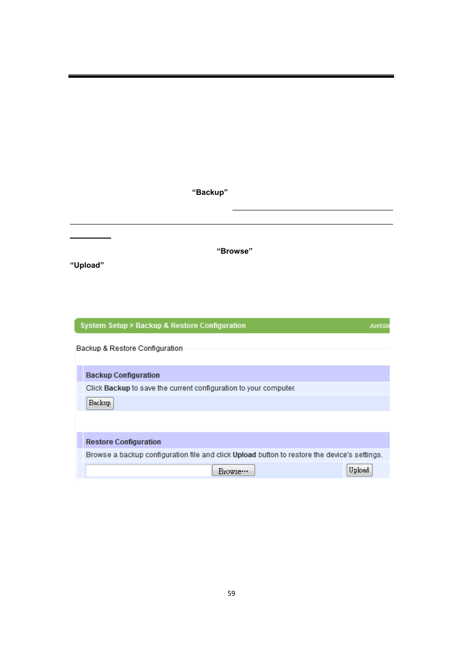 5 backup & restore configuration, Backup & restore configuration | Atop Technology AW5500C User manual User Manual | Page 64 / 104