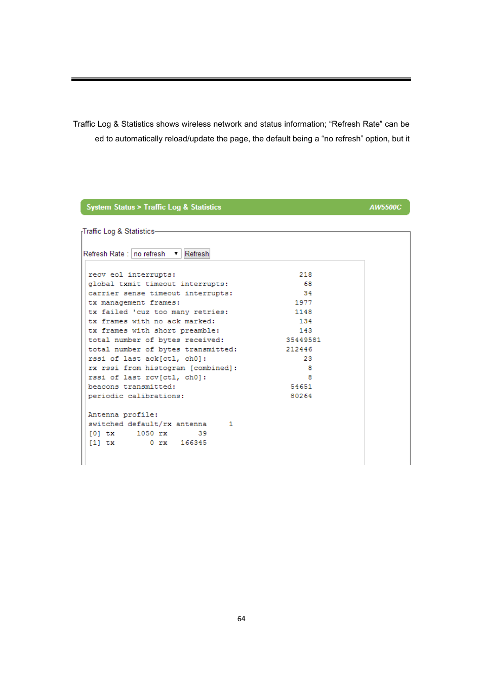 4 traffic log & statistics, Traffic log & statistics | Atop Technology AW5500C User manual User Manual | Page 69 / 104