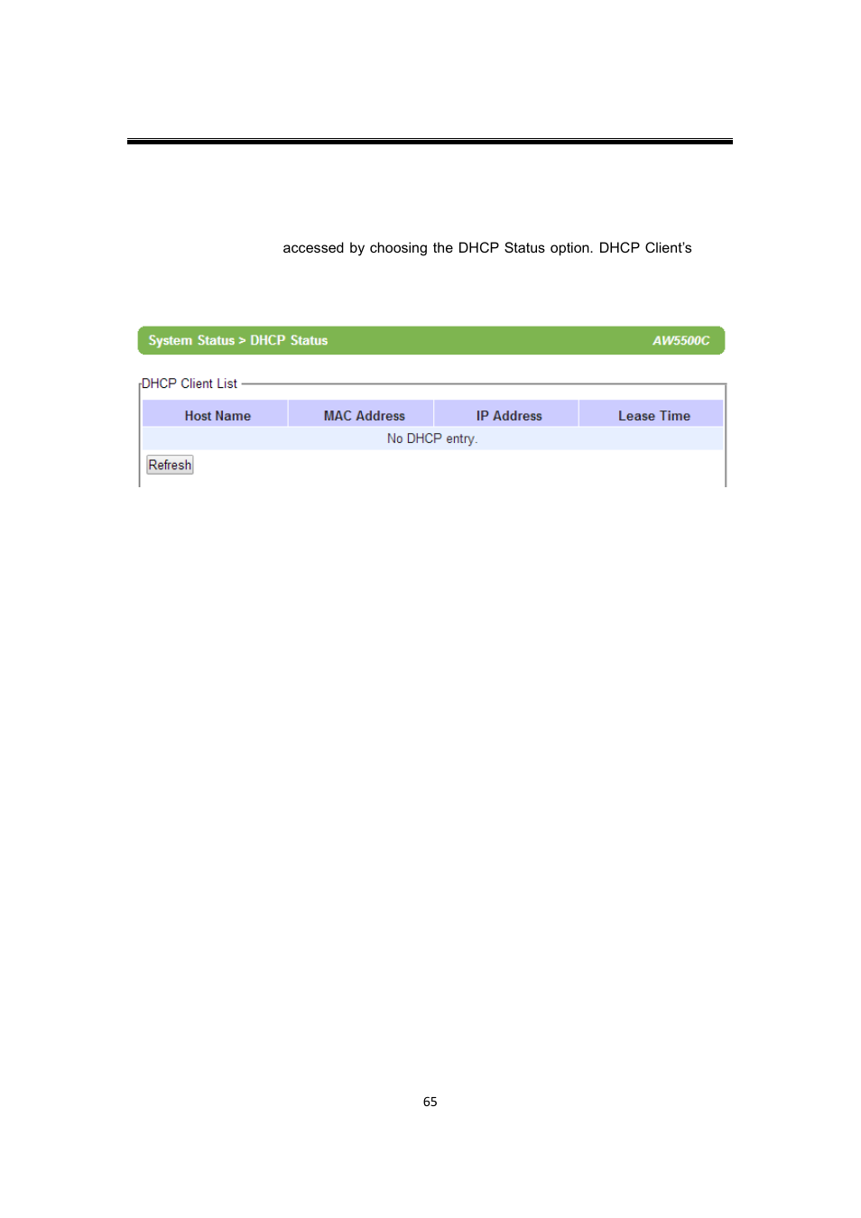 5 dhcp status, Dhcp status | Atop Technology AW5500C User manual User Manual | Page 70 / 104