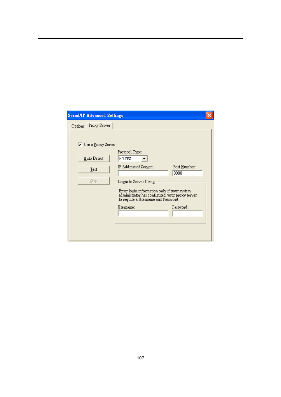 1 using serial/ip with a proxy server, Using serial/ip with a proxy server | Atop Technology SW550XC User manual User Manual | Page 112 / 124