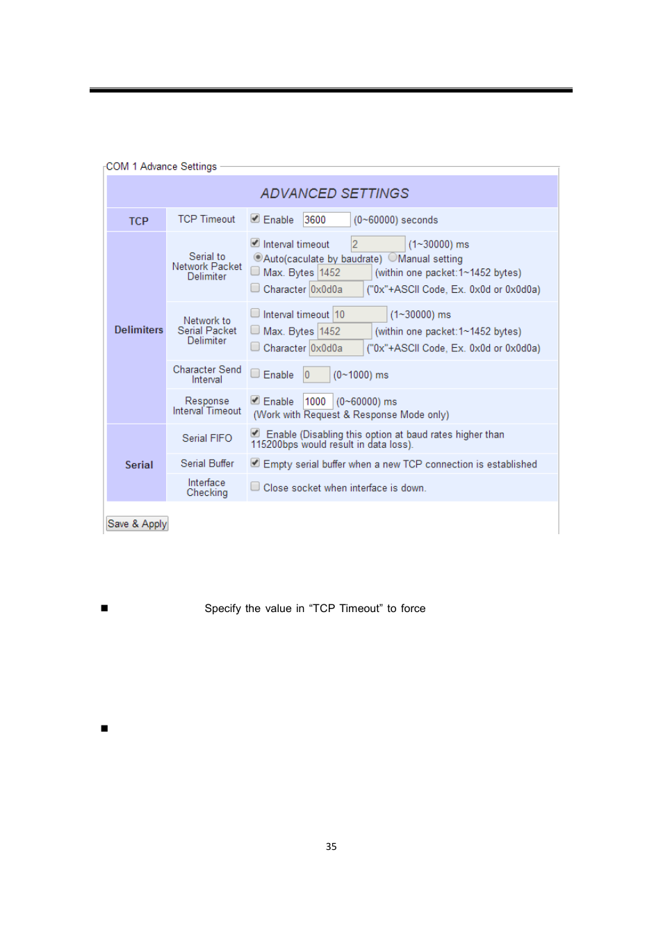 3 com configuration: advanced settings, Com configuration: advanced settings | Atop Technology SW550XC User manual User Manual | Page 40 / 124