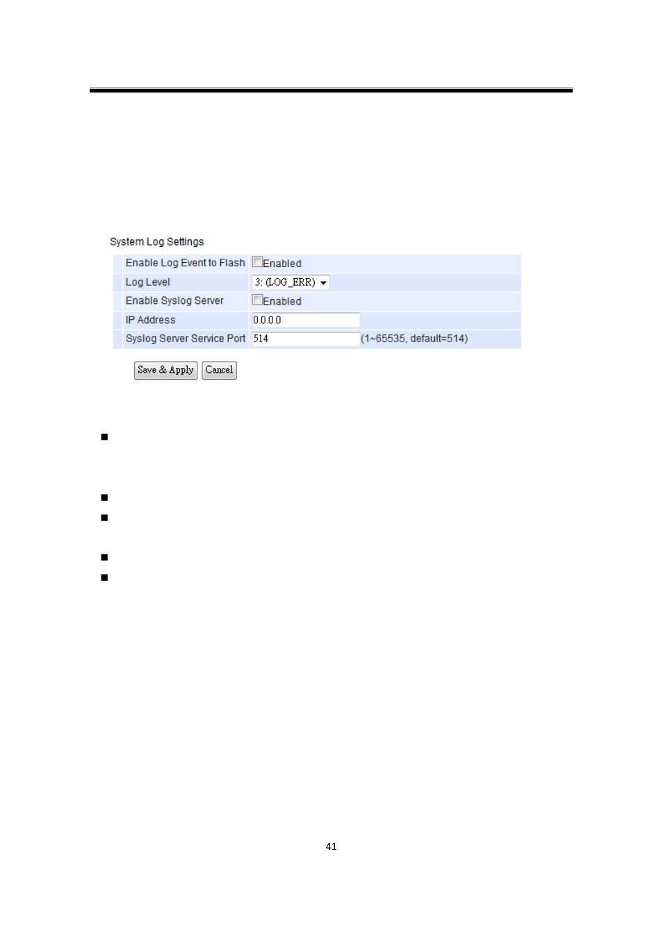 9 log settings, 1 system log settings, Log settings | System log settings | Atop Technology SW550XC User manual User Manual | Page 46 / 124