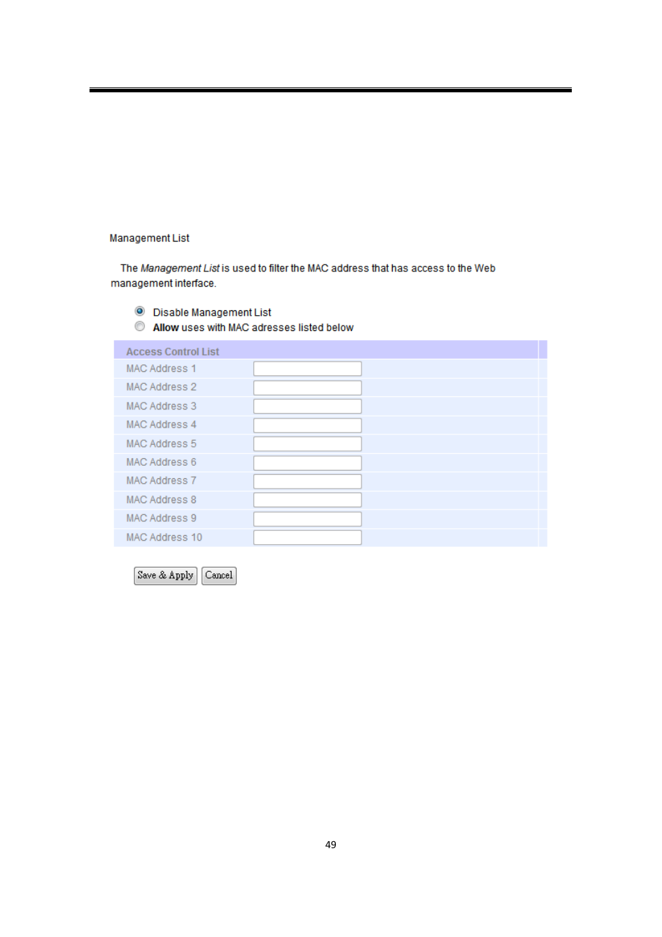 5 management list, Management list | Atop Technology SW550XC User manual User Manual | Page 54 / 124