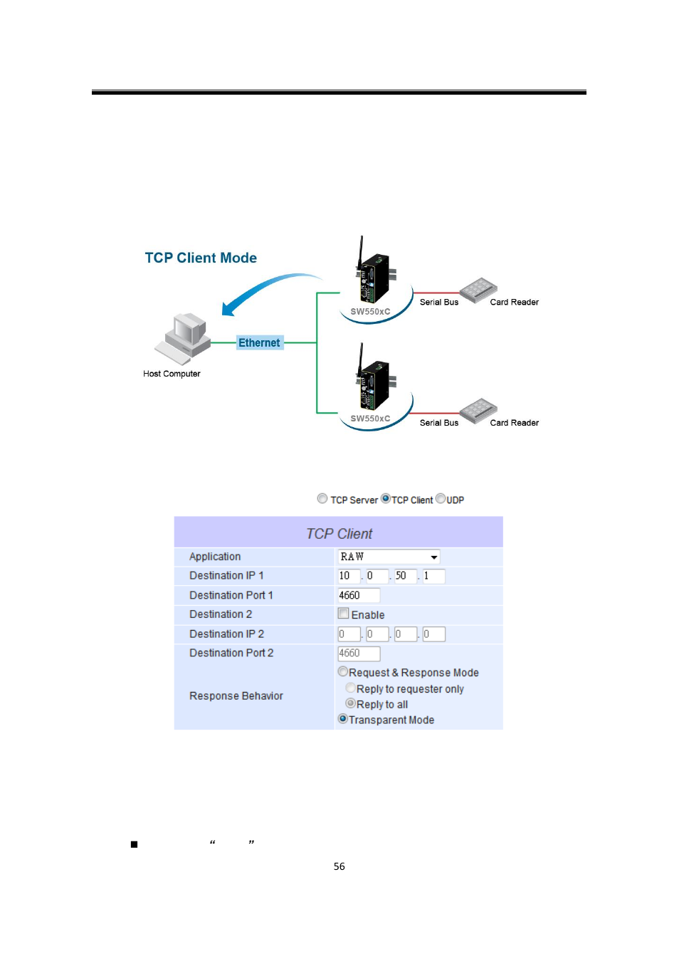 2 link mode: configure sw550xc as a tcp client, Link mode: configure sw550xc as a tcp client | Atop Technology SW550XC User manual User Manual | Page 61 / 124