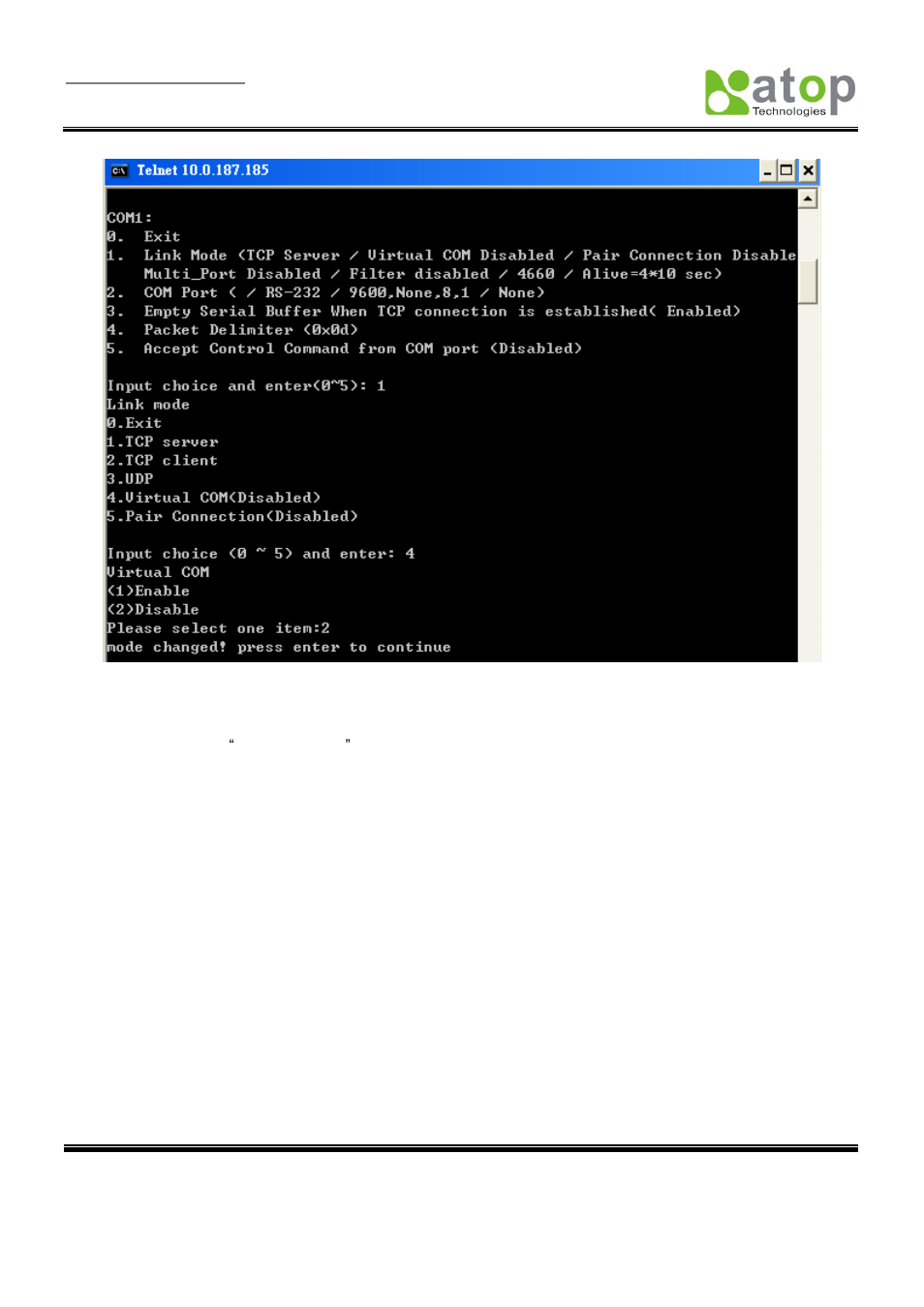 Enable / disable pair connection | Atop Technology SE5001 Series User Manual | Page 23 / 100