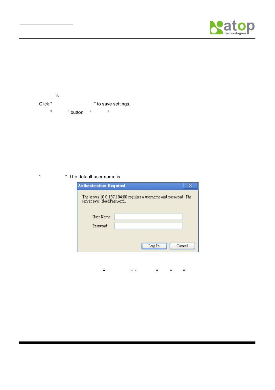 3 configuration using web browser, Log in to the system | Atop Technology SE5001 Series User Manual | Page 28 / 100