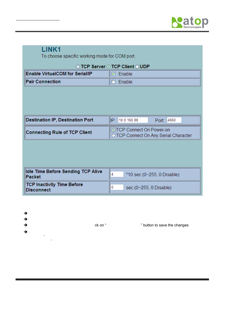 Tcp client application: enable rfc 2217, Figure 3.30) | Atop Technology SE5001 Series User Manual | Page 38 / 100