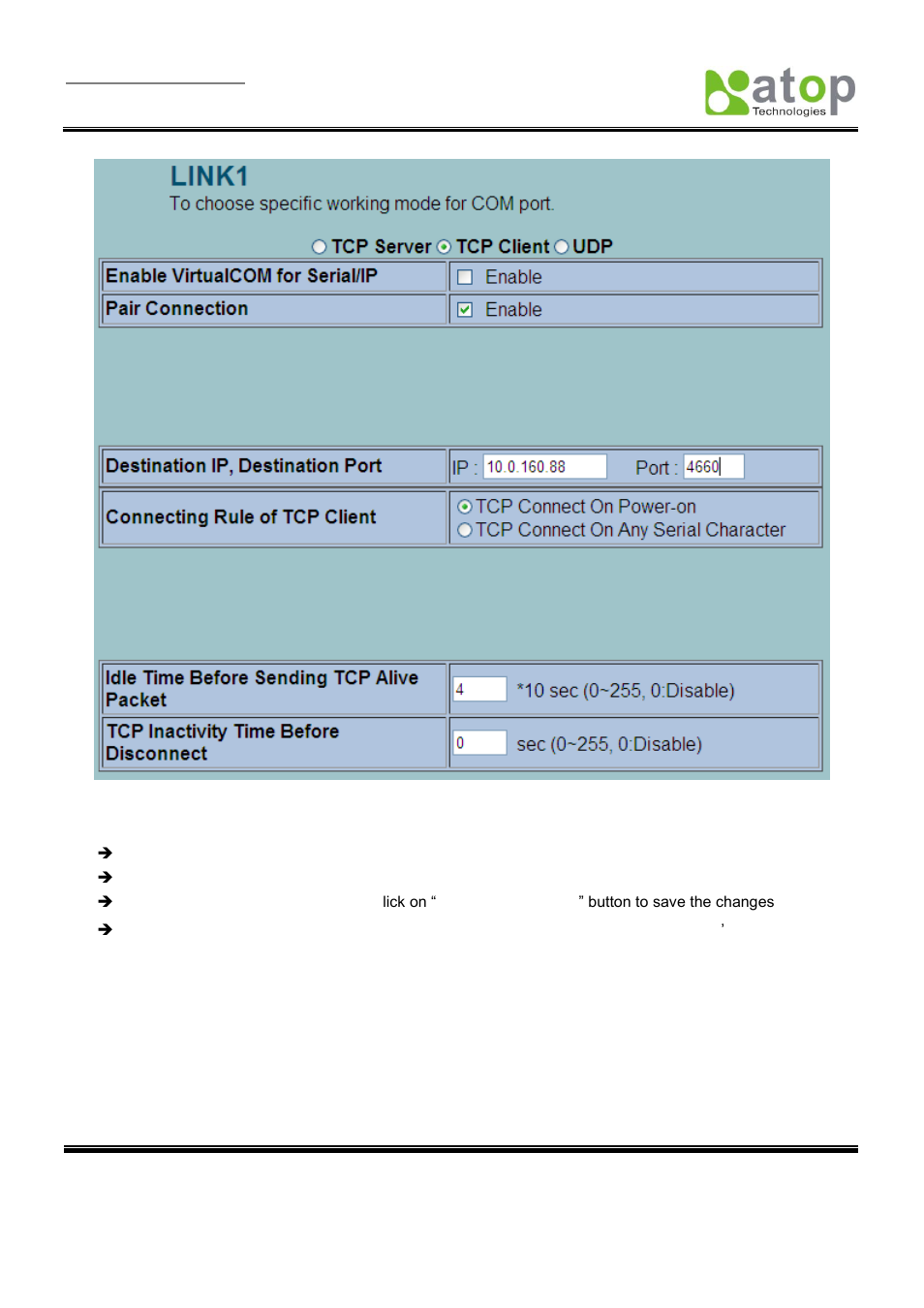 Tcp server application: enable reverse telnet, Figure 3.32) | Atop Technology SE5001 Series User Manual | Page 40 / 100