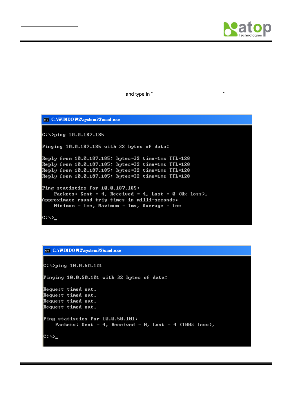 Diagnostics, 1 use standard ping command | Atop Technology SE5001 Series User Manual | Page 69 / 100