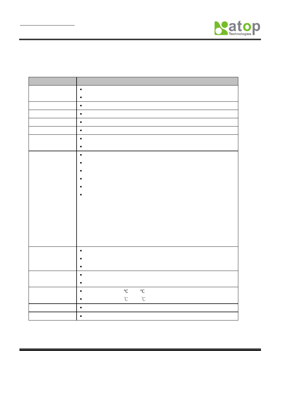 Appendix a: specifications, A.1 hardware specifications | Atop Technology SE5001 Series User Manual | Page 71 / 100