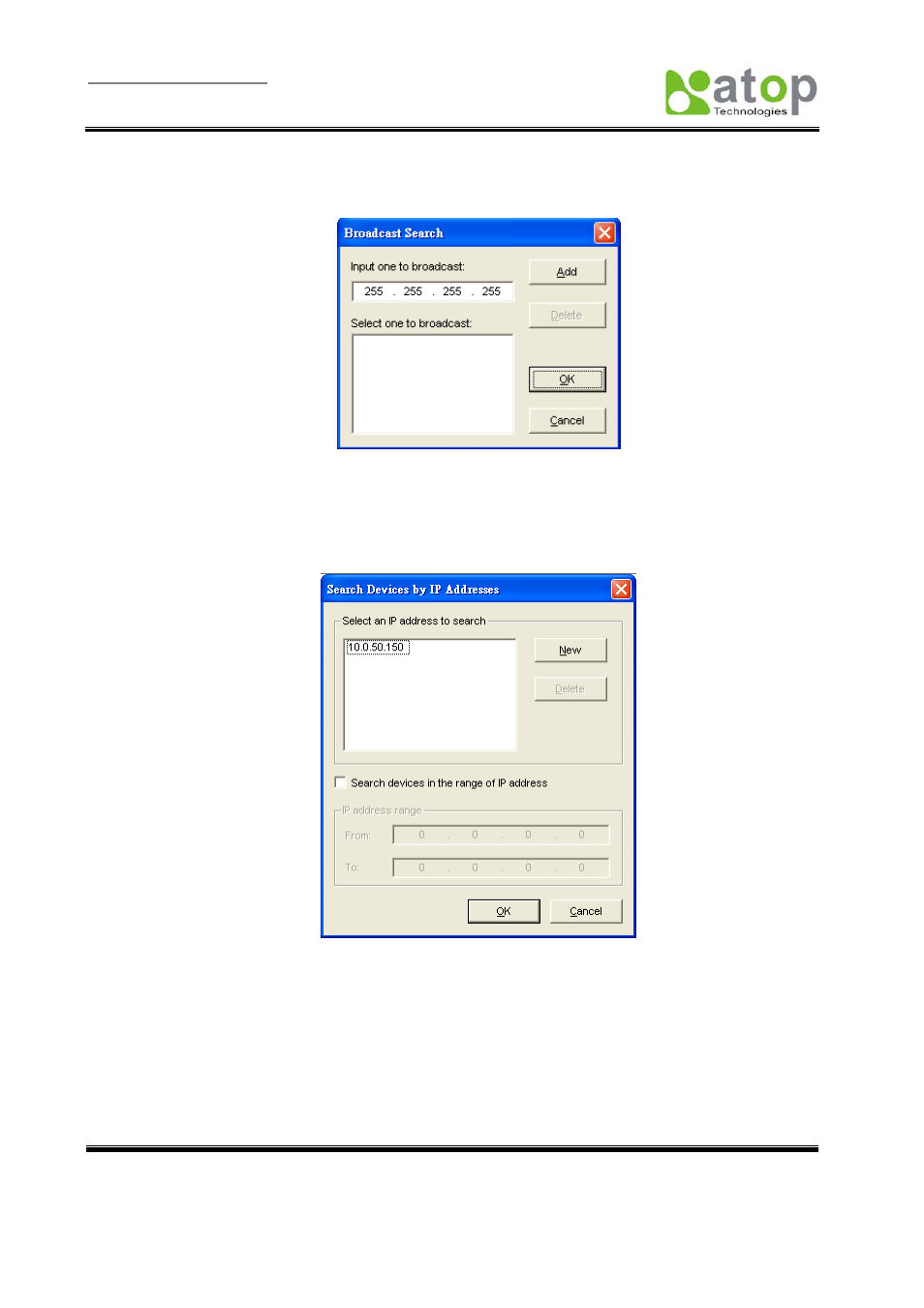 D3.1.1 broadcast search, D3.1.2 search by ip address | Atop Technology SE5002 User manual User Manual | Page 47 / 60