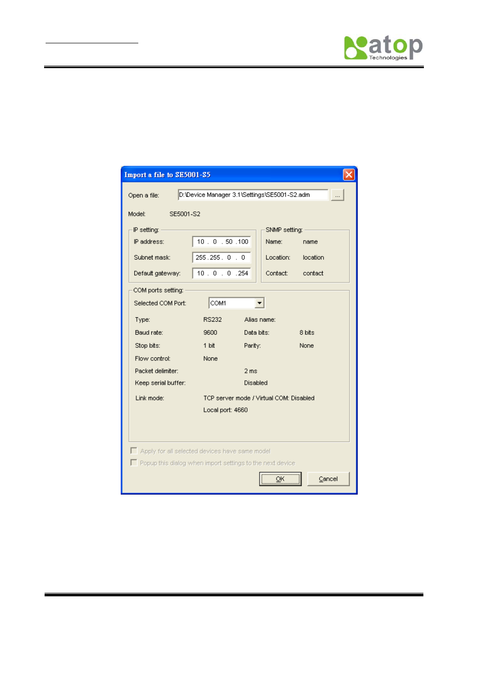 D3.4.6 import setting | Atop Technology SE5002 User manual User Manual | Page 57 / 60