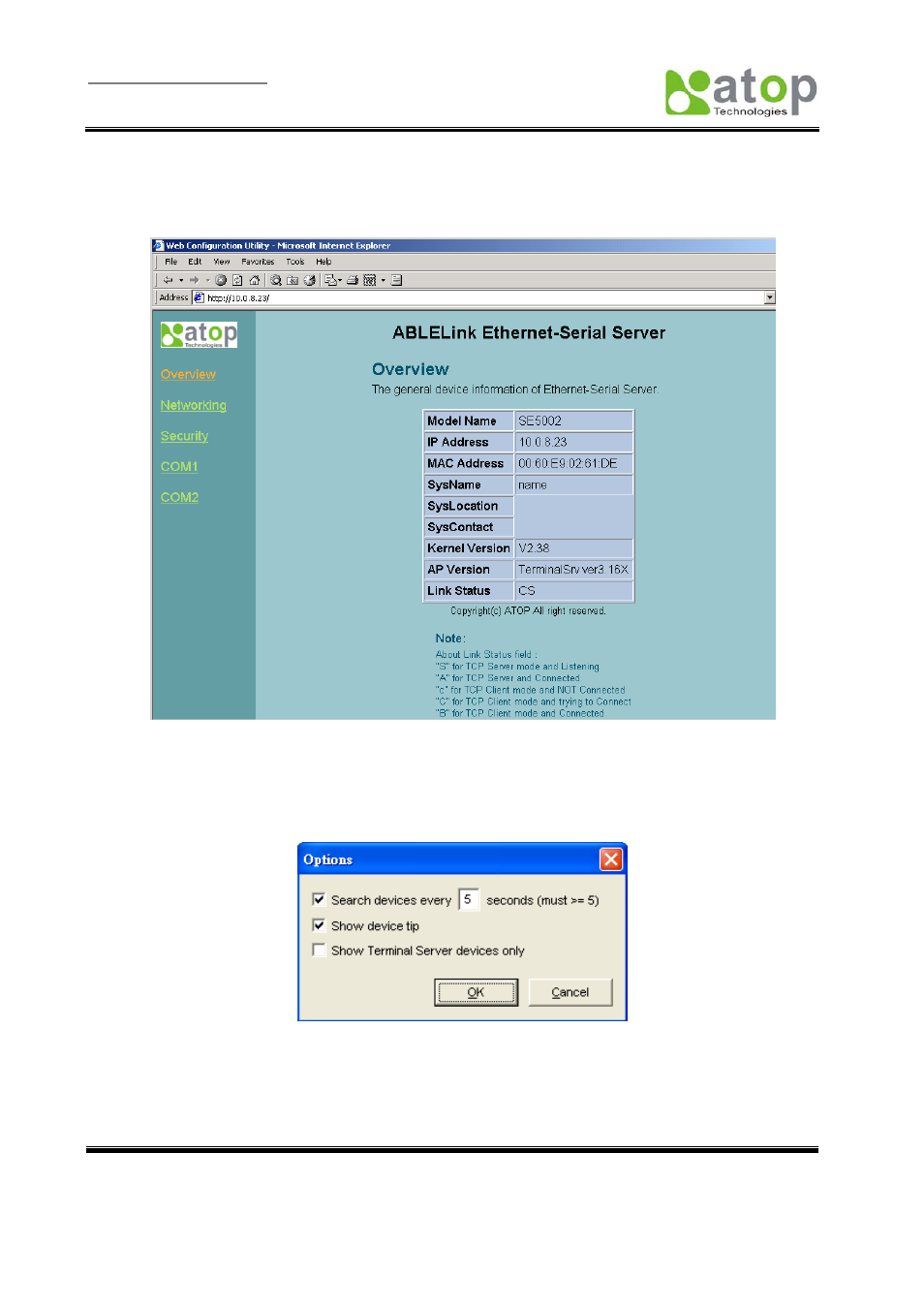 D3.4.9 configure by ie, D3.4.10 option, D3.5 view | Atop Technology SE5002 User manual User Manual | Page 59 / 60